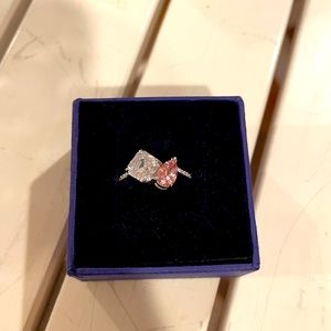 Swarovski ring with white and pink CZ size 6